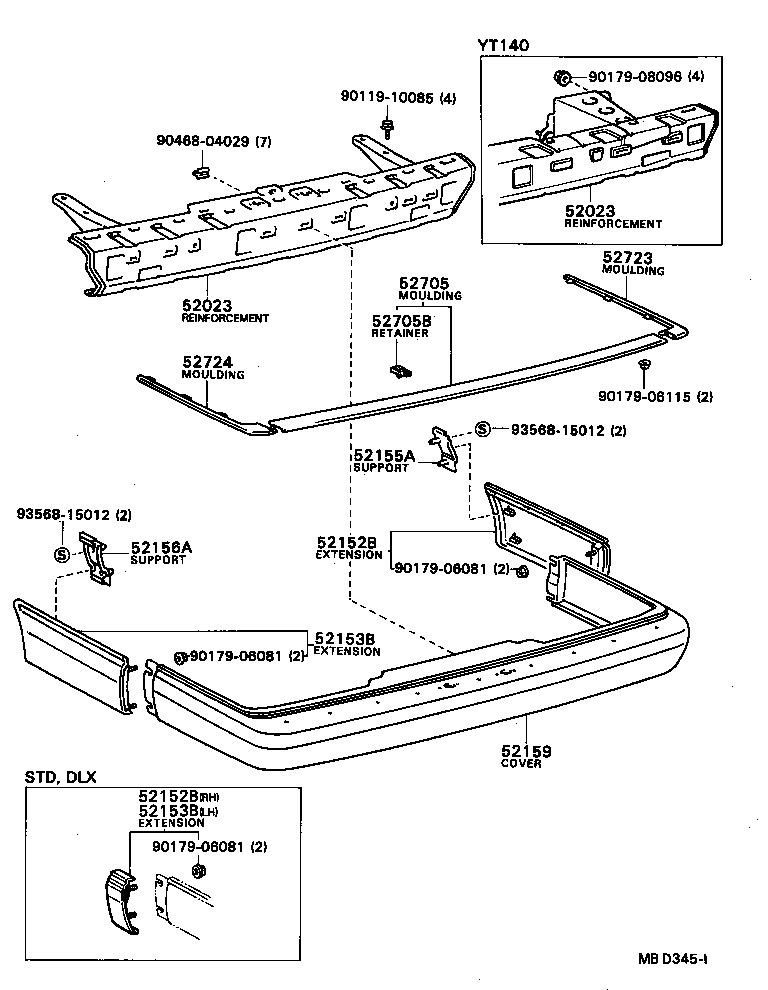 52159-20060-08 COVER, REAR BUMPER product image