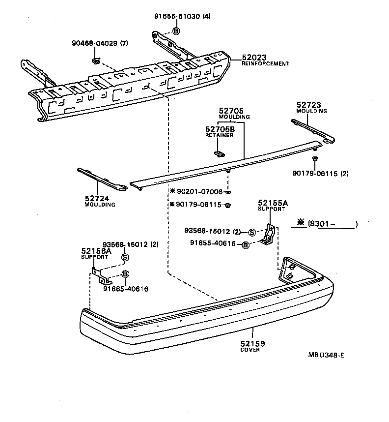 52107-29235 EXTENSION, REAR BUMPER, LH product image