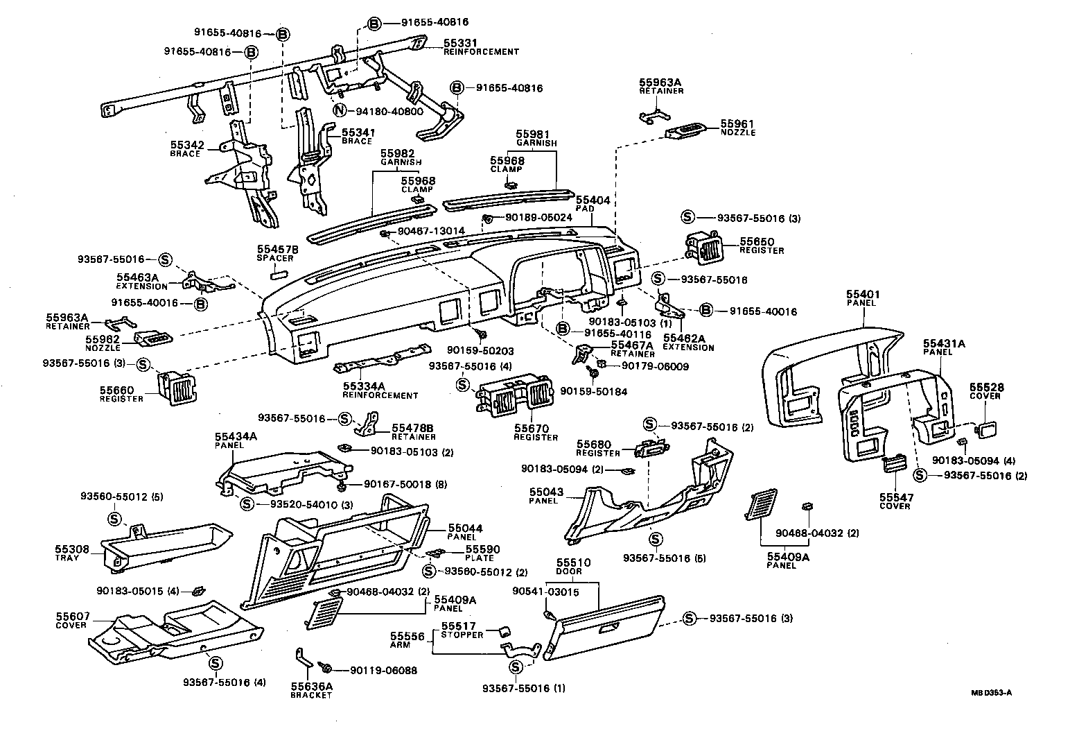 55306-20040 REINFORCEMENT, INSTRUMENT PANEL product image