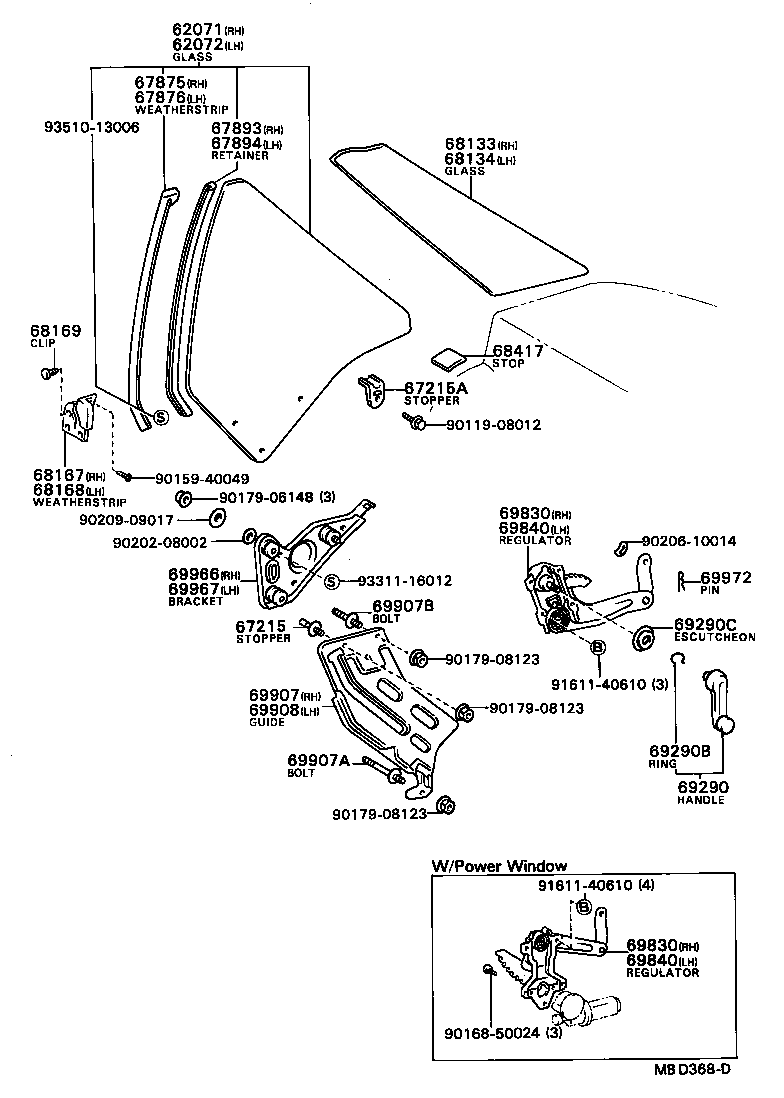 67218-91D01 STOPPER, REAR QUARTER GLASS, LOWER product image