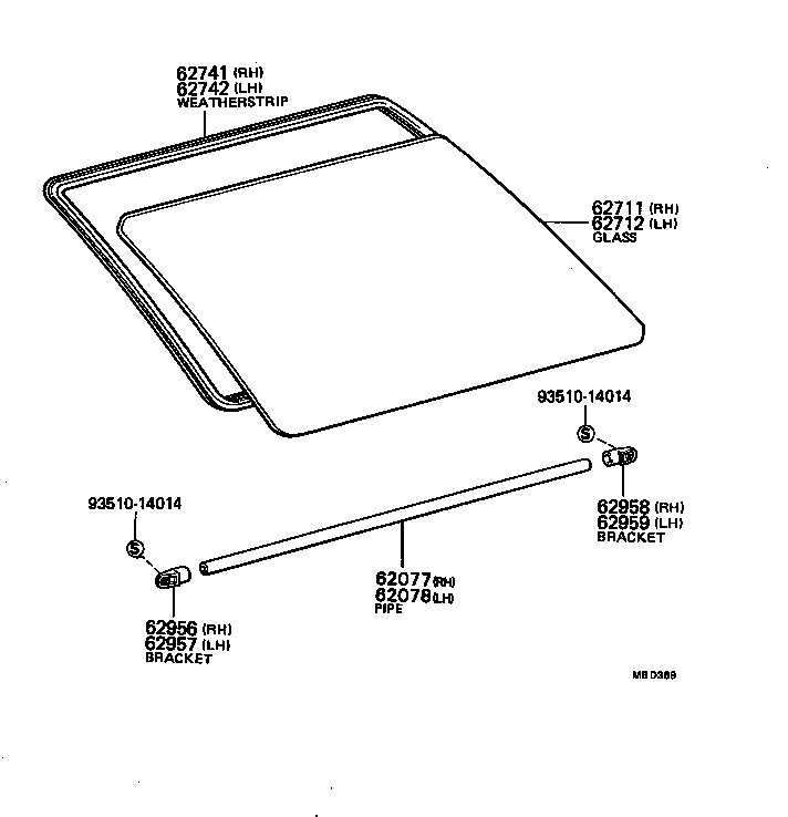 67218-91D01 STOPPER, REAR QUARTER GLASS, LOWER product image