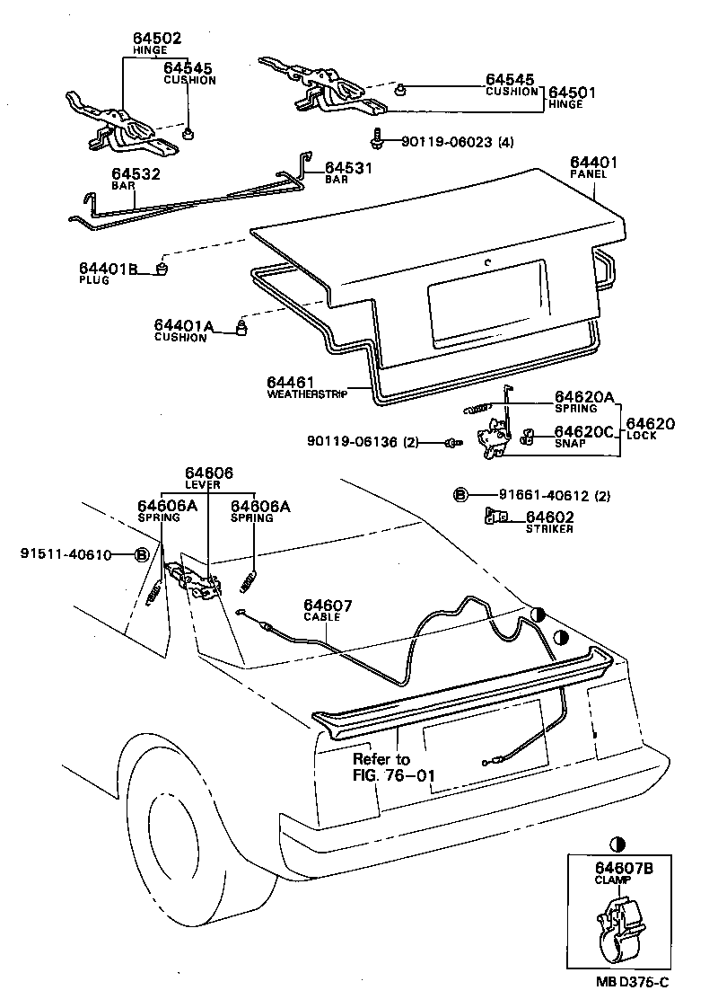64510-91D01 HINGE SUB-ASSY, LUGGAGE COMPARTMENT DOOR, RH product image