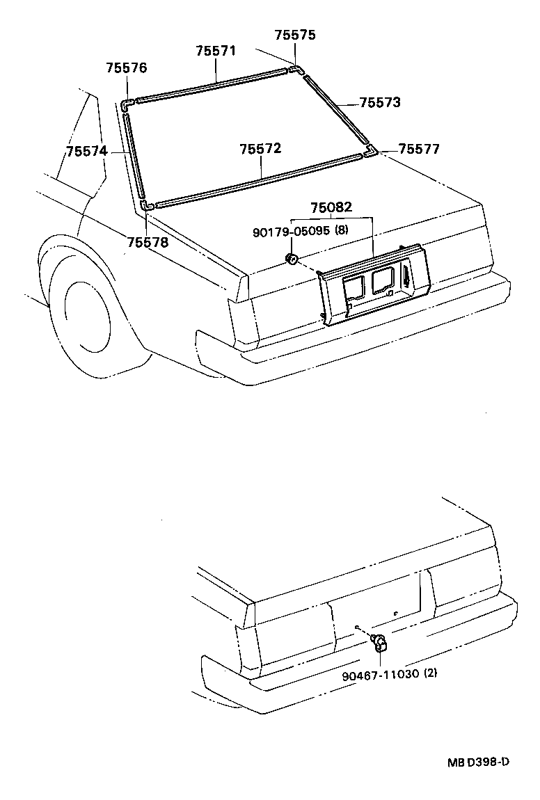 75571-20160 MOULDING, BACK WINDOW, OUTSIDE UPPER product image