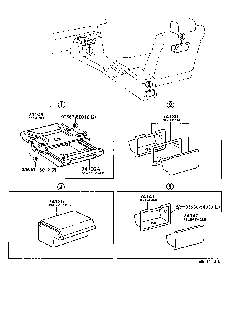 74102-20060-01 RECEPTACLE ASSY, FRONT ASH product image