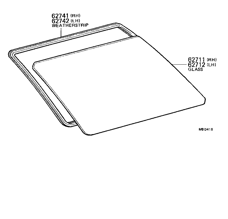 62711-91C01 GLASS, QUARTER WINDOW, RH product image