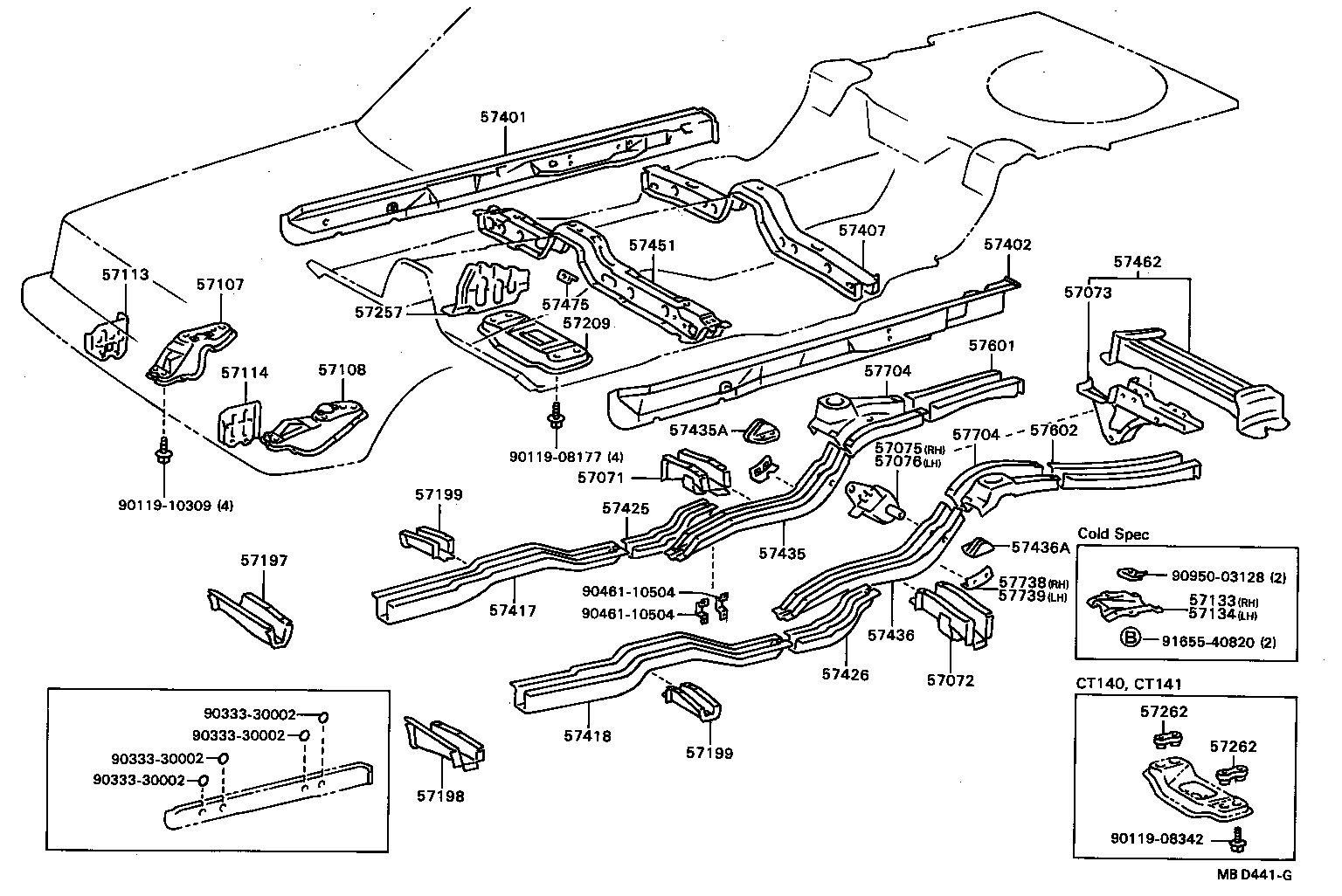 57602-20120 MEMBER SUB-ASSY, REAR FLOOR SIDE, LH product image
