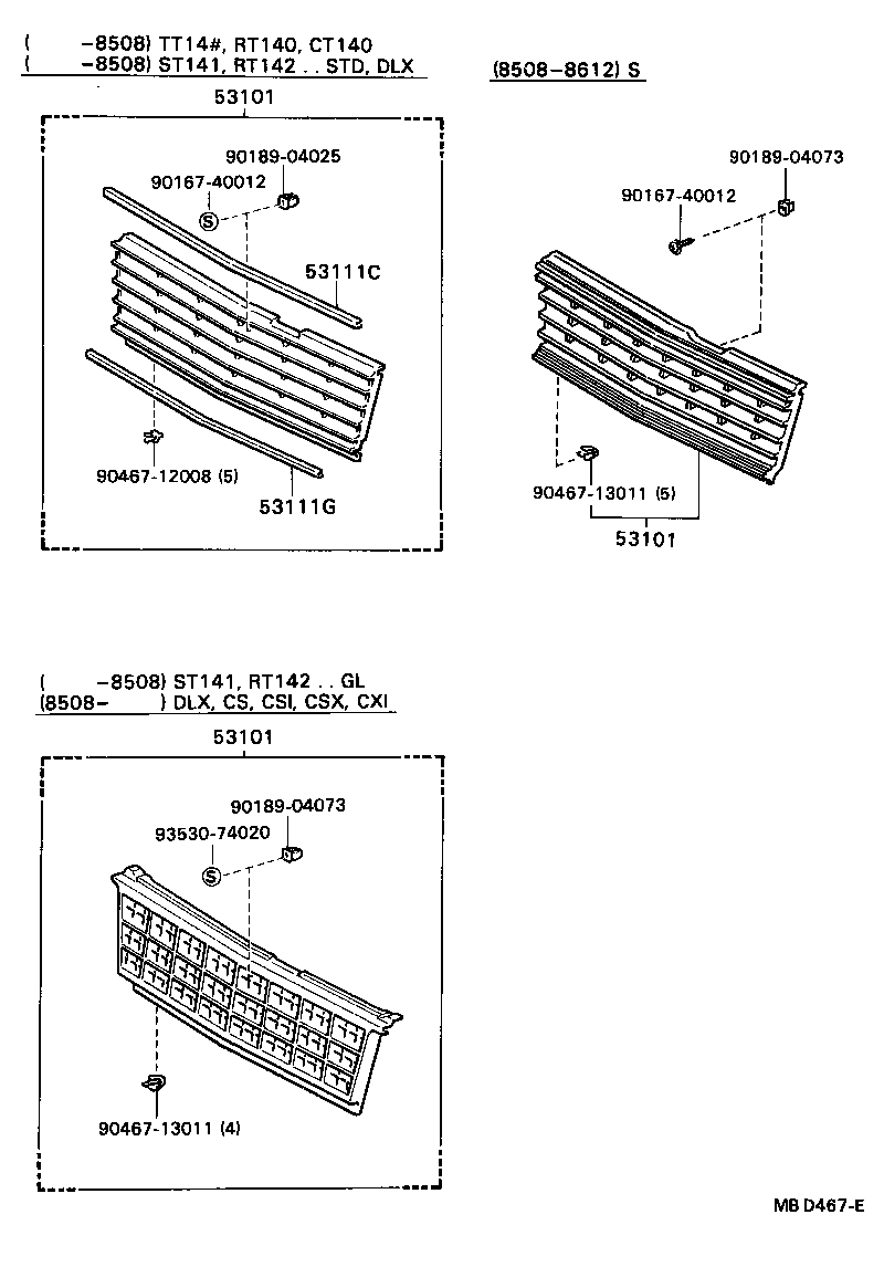 53121-20110 MOULDING, RADIATOR GRILLE, UPPER product image