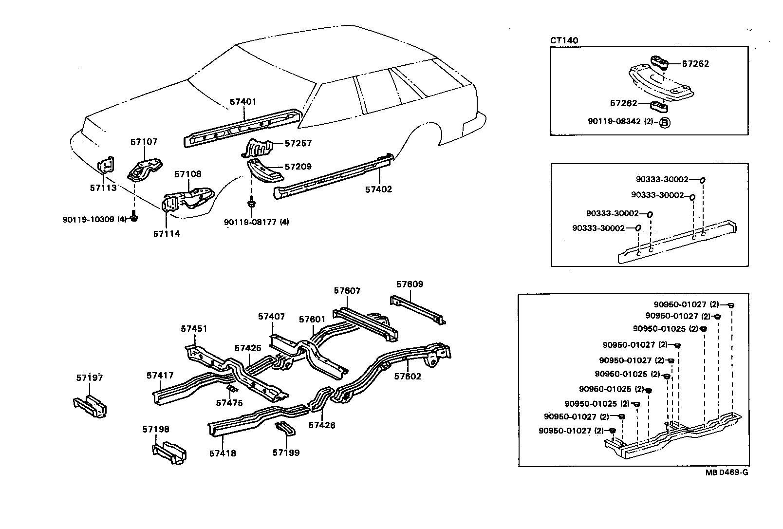 57609-91C01 CROSSMEMBER SUB-ASSY, REAR FLOOR, NO.3 product image