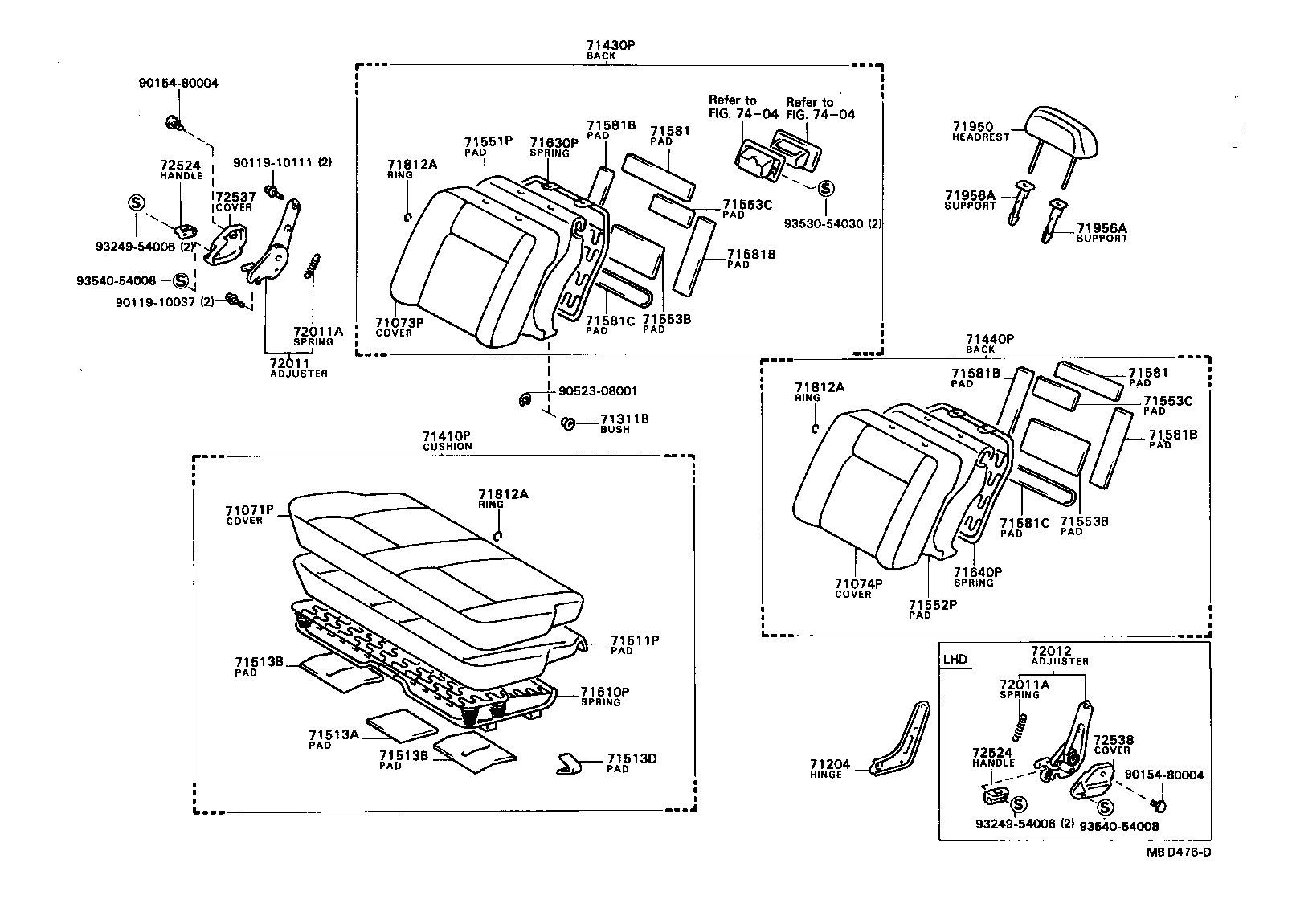 71630-20231 SPRING ASSY, FRONT SEAT BACK, RH(FOR SEMI-SEPARATE TYPE) product image