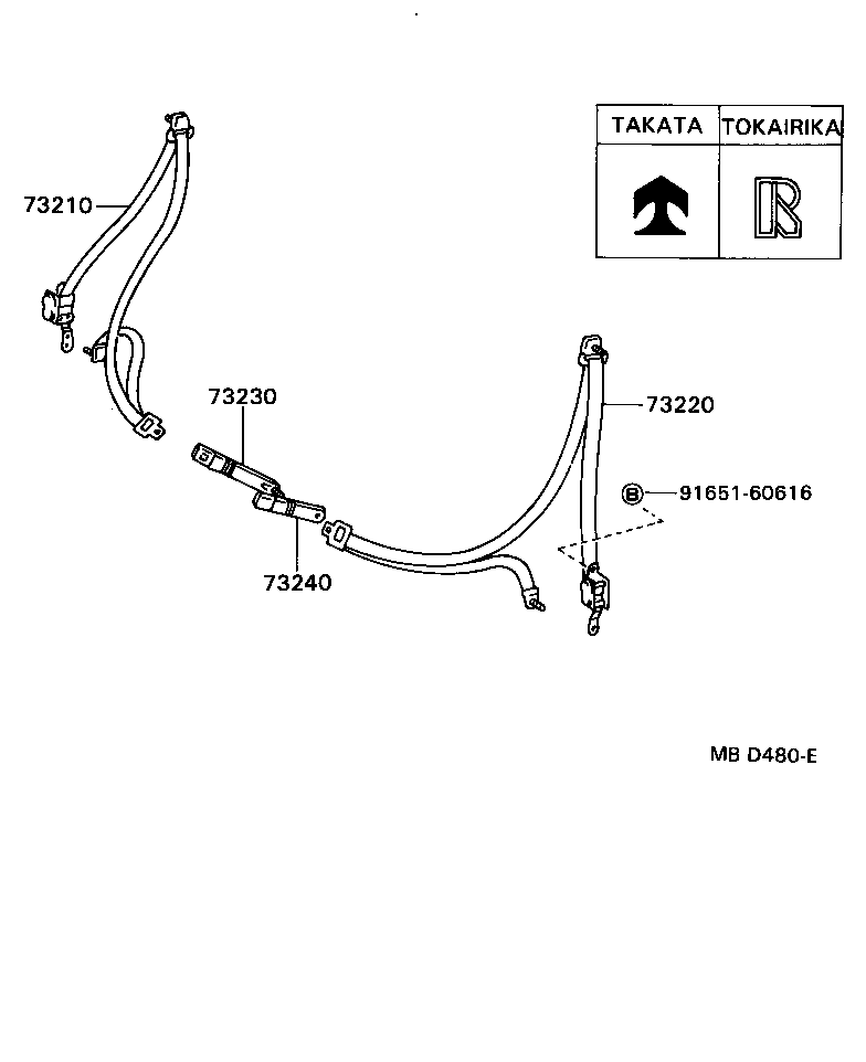 73220-20122-04 BELT ASSY, FRONT SEAT OUTER, LH product image