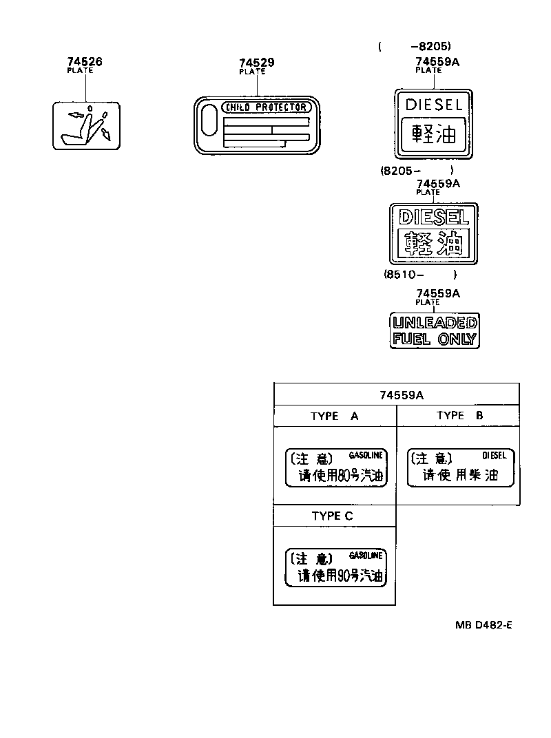 74559-28010 PLATE, FUEL CAUTION product image