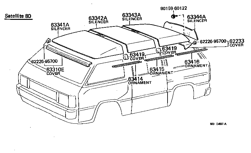63371-95702 SUPPORT, ROOF HEADLINING, NO.4 product image