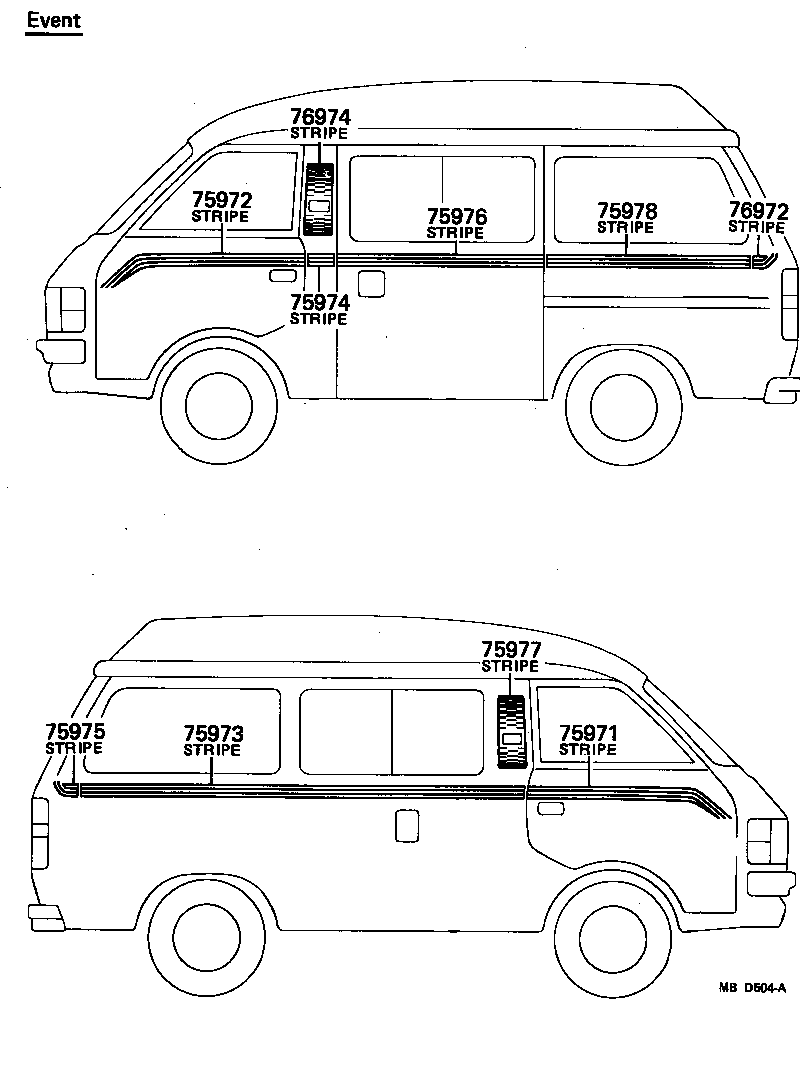 75984-95702 STRIPE, SIDE, LH NO.2(FOR LOWER) product image