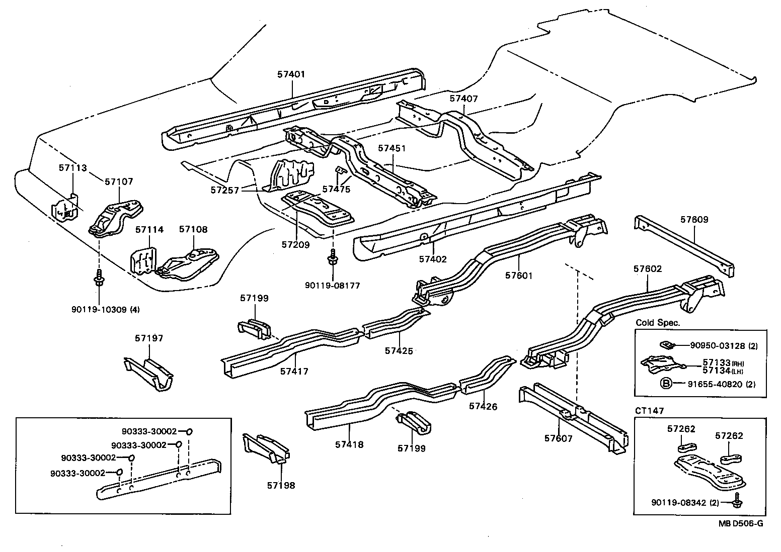 57602-20120 MEMBER SUB-ASSY, REAR FLOOR SIDE, LH product image