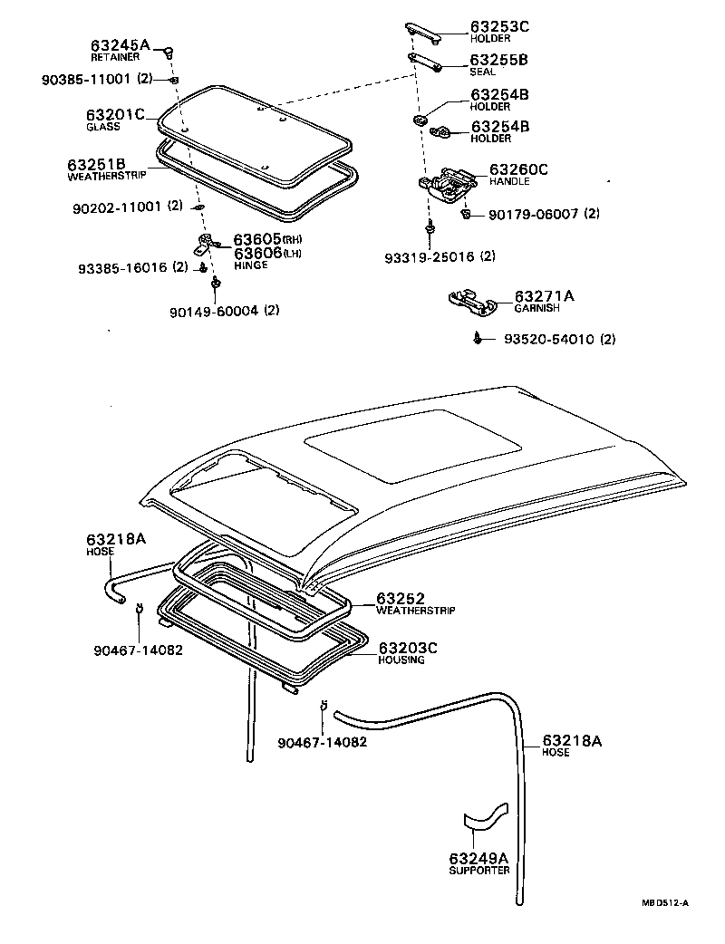 63142-87002 REINFORCEMENT SUB-ASSY, ROOF PANEL, REAR product image