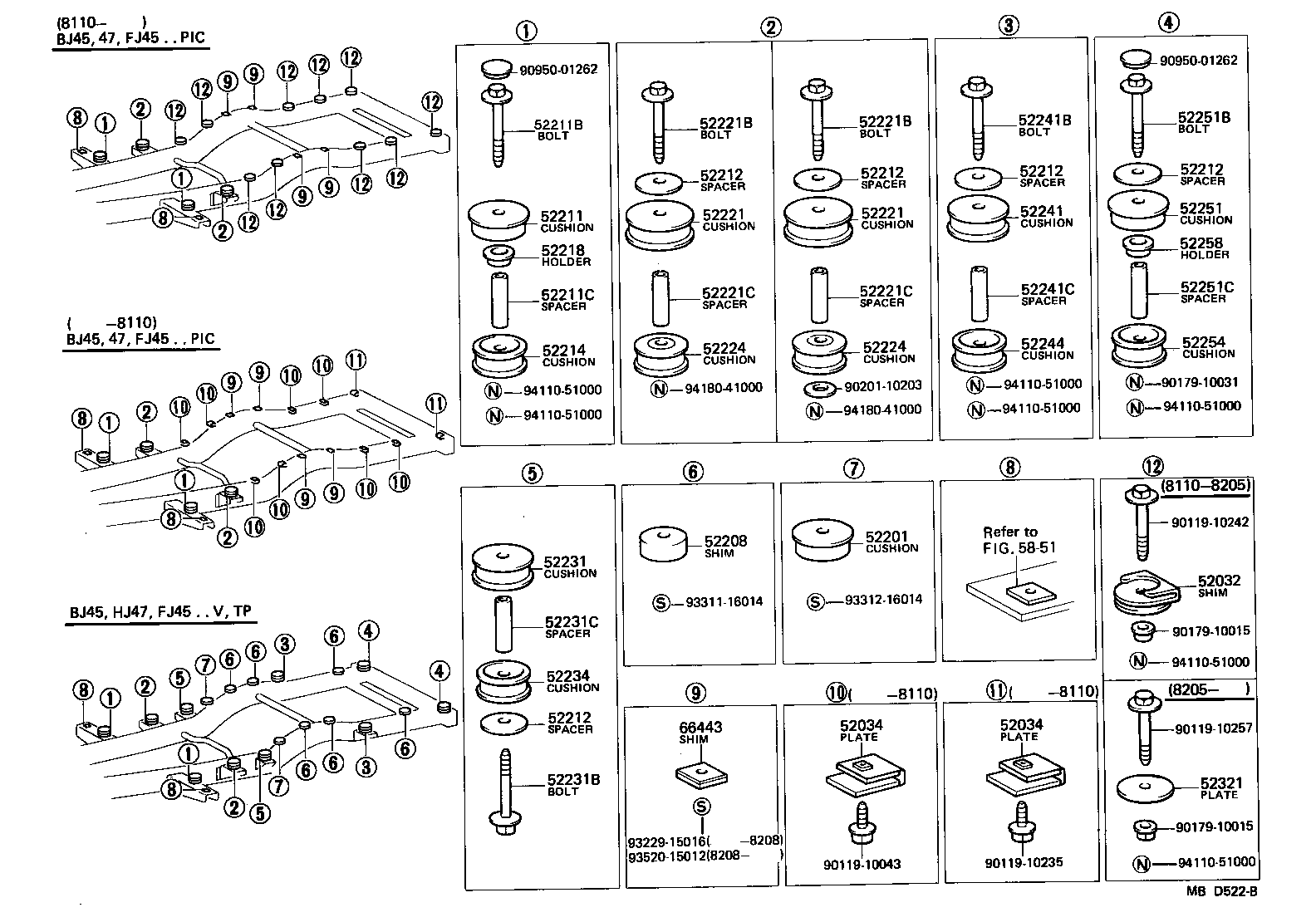52201-90300 CUSHION ASSY, BODY MOUNTING, UPPER product image