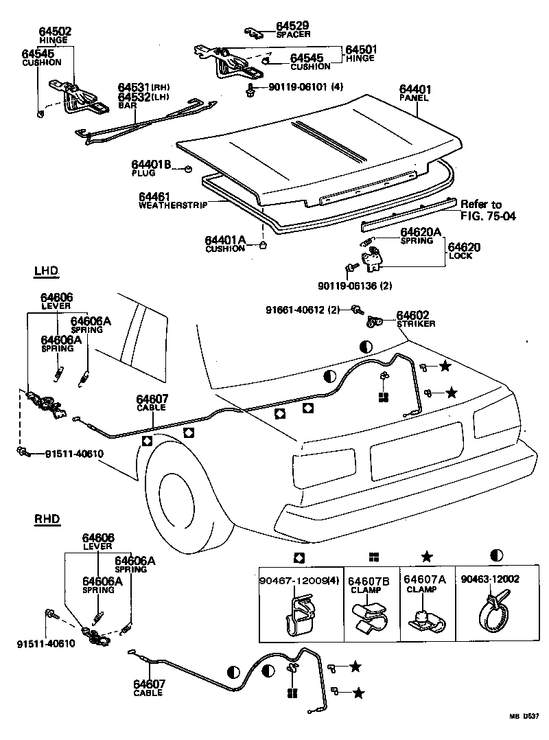 64607-14090 CABLE SUB-ASSY, LUGGAGE DOOR LOCK CONTROL product image