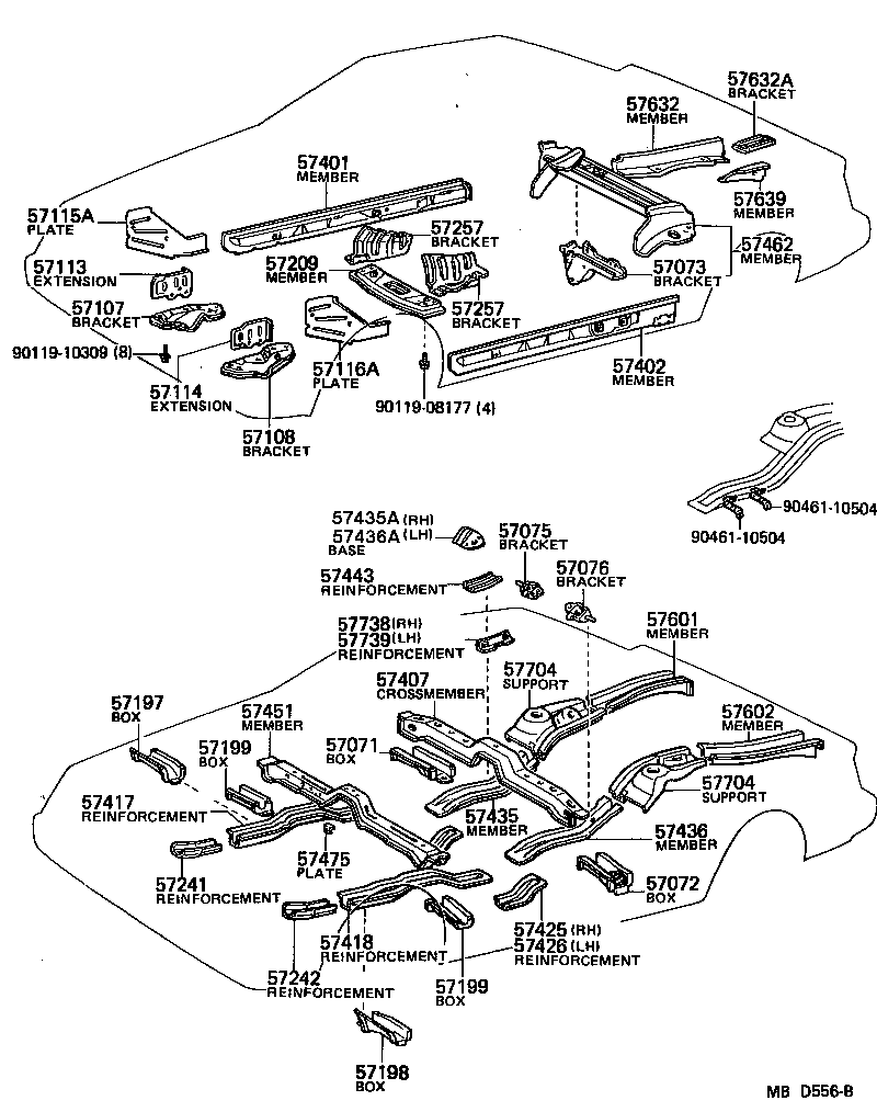 57632-14030 MEMBER, REAR FLOOR, CENTER NO.1 product image