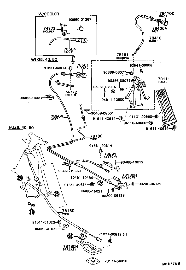 74772-95408 HOLDER, STOP AND THROTTLE WIRE product image