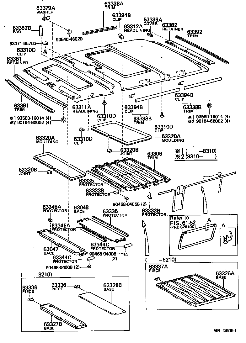 63371-95702 SUPPORT, ROOF HEADLINING, NO.4 product image