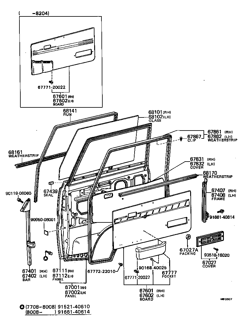 68111-95402 GLASS SUB-ASSY, FRONT DOOR, RH product image