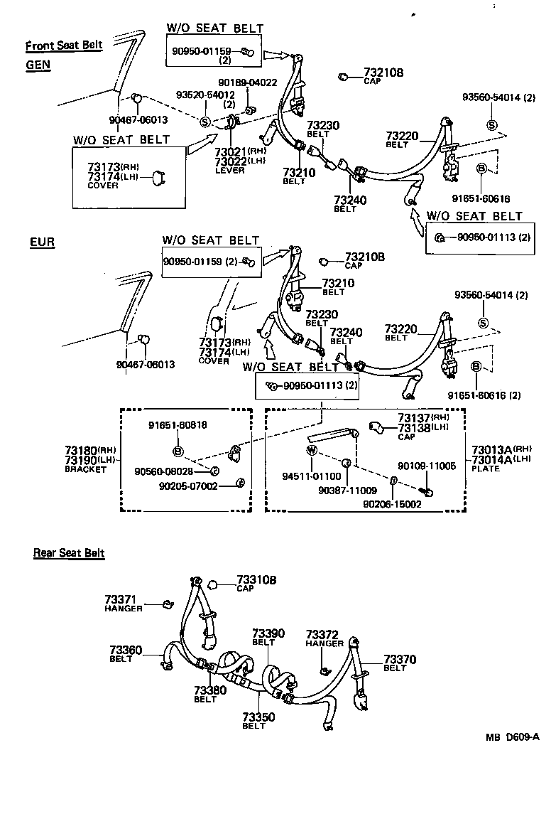 73230-14280-01 BELT ASSY, FRONT SEAT INNER, RH product image