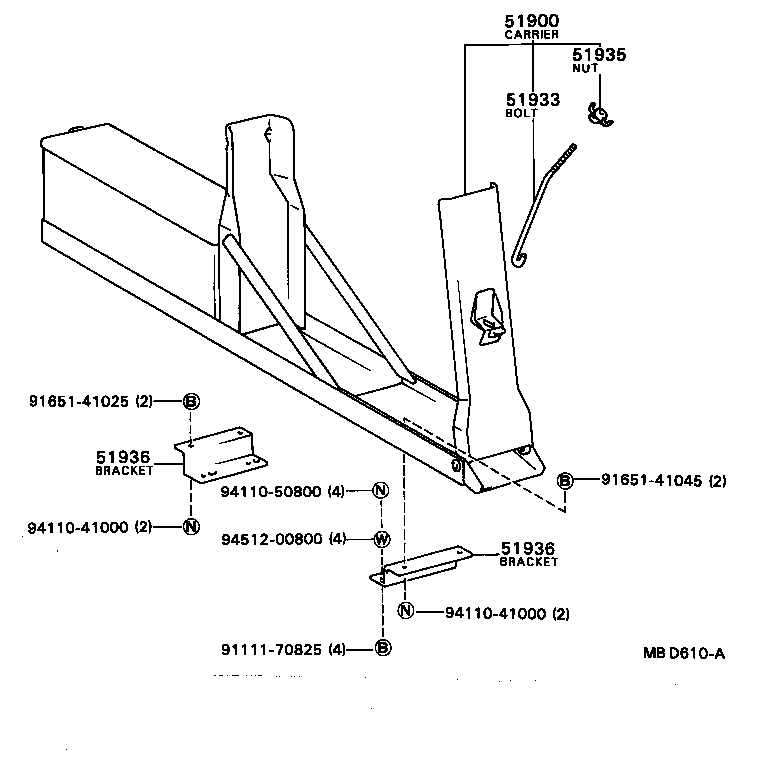 51908-36030 BRACKET, SPARE WHEEL CARRIER, NO.1 product image