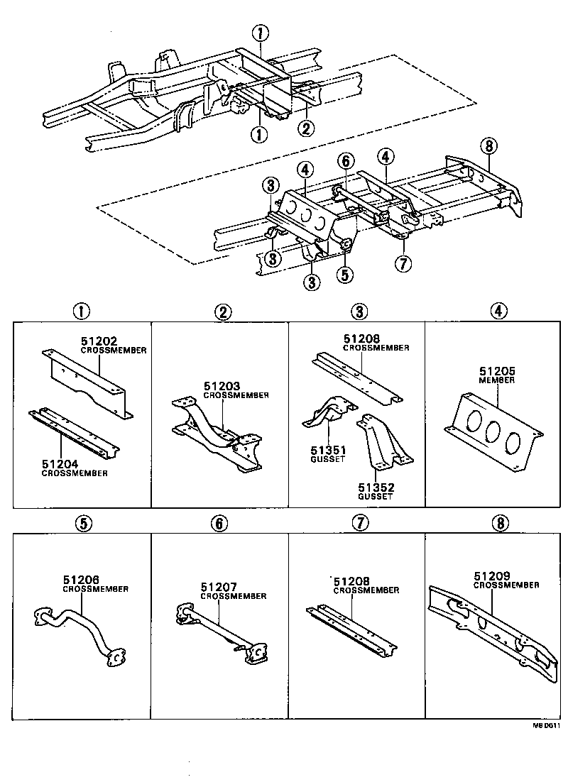 51203-36240 CROSSMEMBER SUB-ASSY, FRAME, NO.3 product image