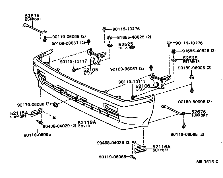 52011-16050 STAY SUB-ASSY, FRONT BUMPER, RH product image
