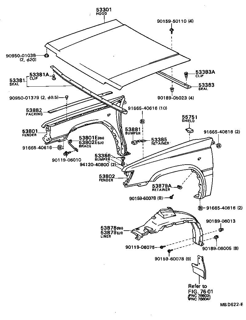 53802-16240 FENDER SUB-ASSY, FRONT LH product image