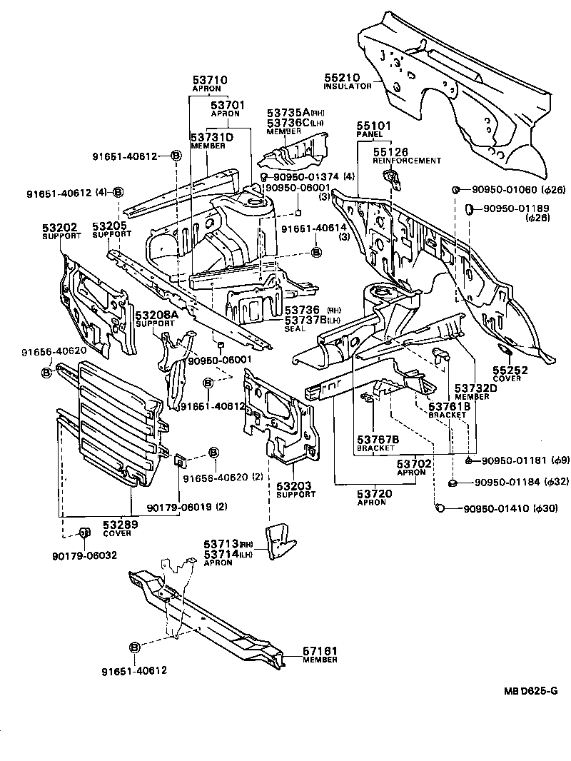 53702-16902 APRON ASSY, W/FRONT SIDE MEMBER, LH product image