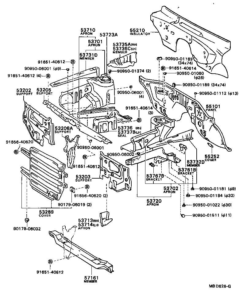 53701-16060 APRON SUB-ASSY, FRONT FENDER, RH product image