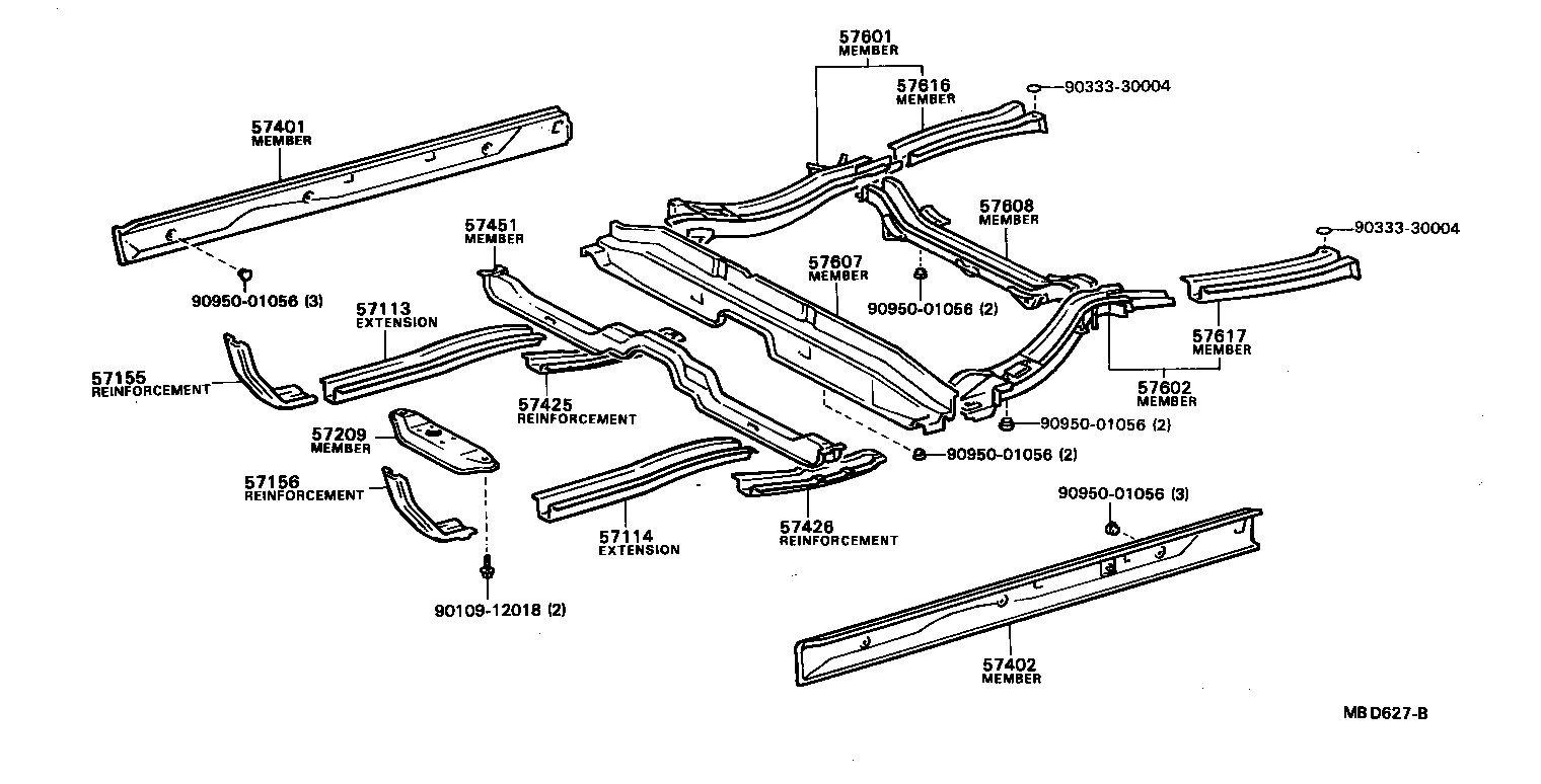 57601-16100 MEMBER SUB-ASSY, REAR FLOOR SIDE, RH product image