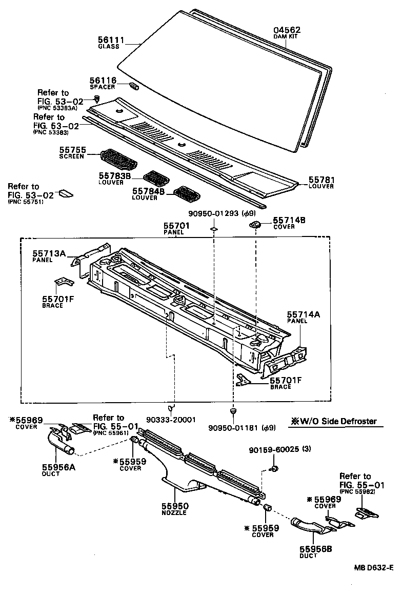 55076-16040 SCREEN, HEATER AIR DUCT product image