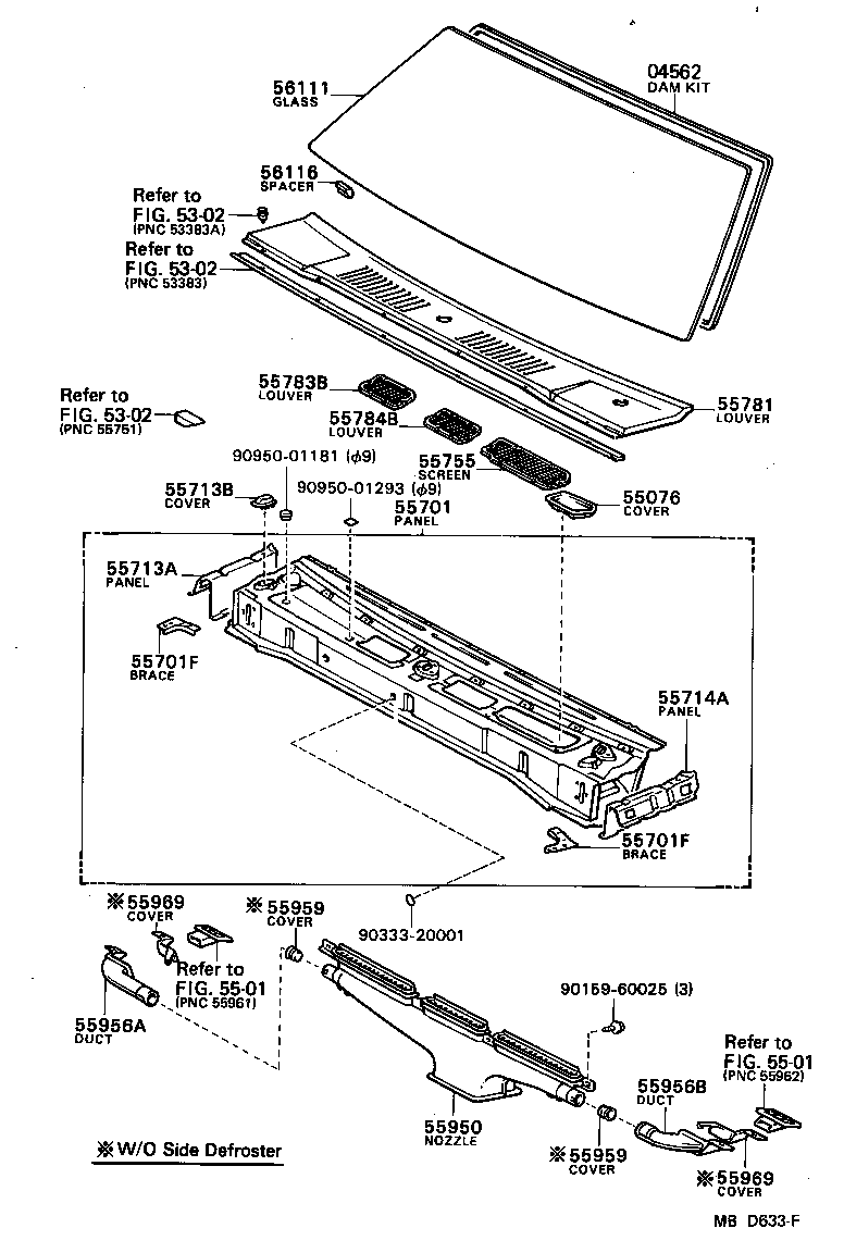 Toyota 55783-16030 LOUVER, COWL TOP VENTILATOR, CENTER NO.1