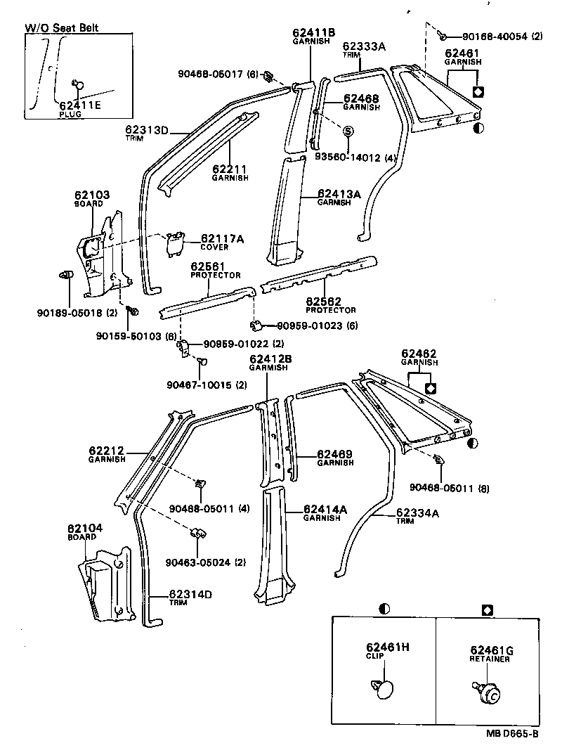 67771-23010 RETAINER, DOOR TRIM product image