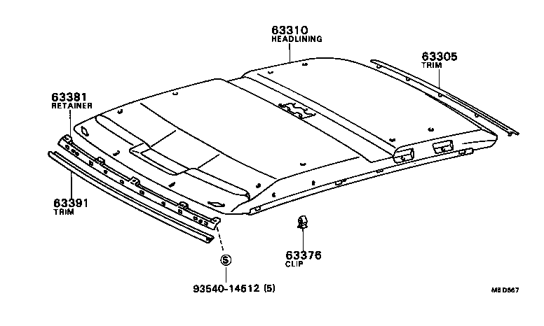 63310-16140 HEADLINING ASSY, ROOF product image