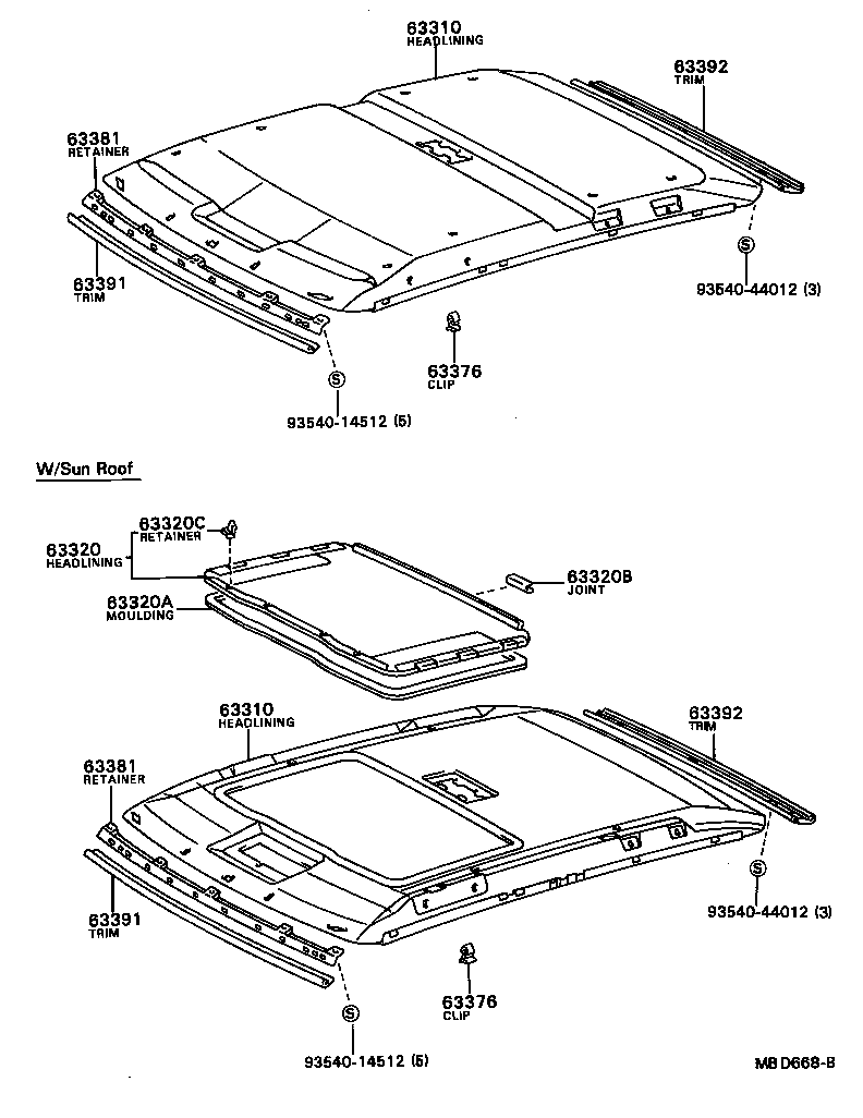 63310-16140 HEADLINING ASSY, ROOF product image