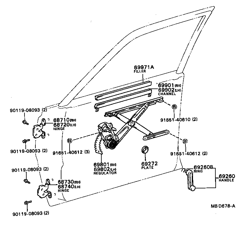 Toyota 68740-32010 HINGE ASSY, FRONT DOOR, LOWER LH