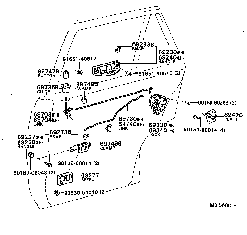 Toyota 69340-16030 LOCK ASSY, REAR DOOR, LH