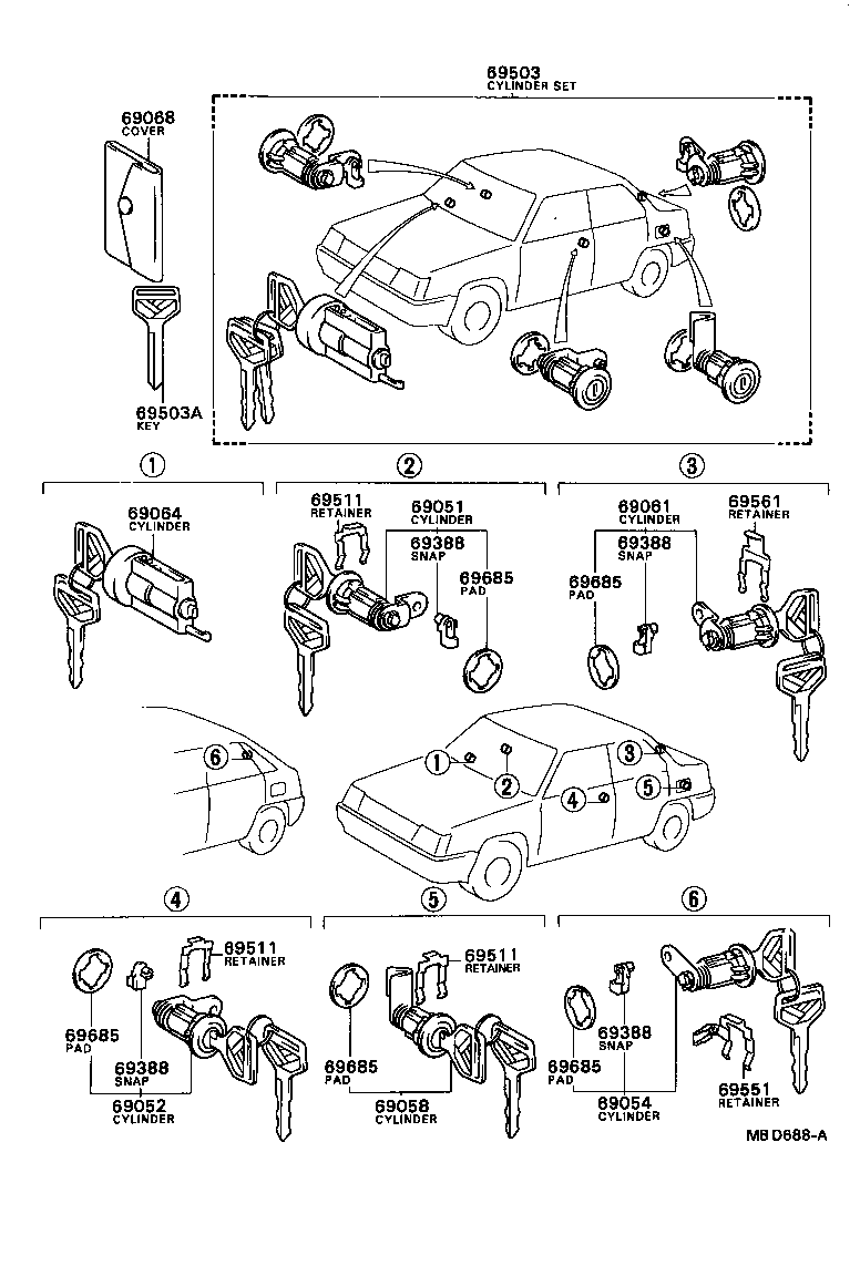 69005-16220 CYLINDER SET, LOCK product image