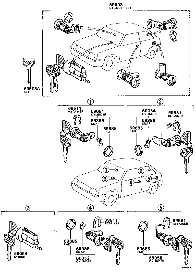 69005-16180 CYLINDER SET, LOCK product image