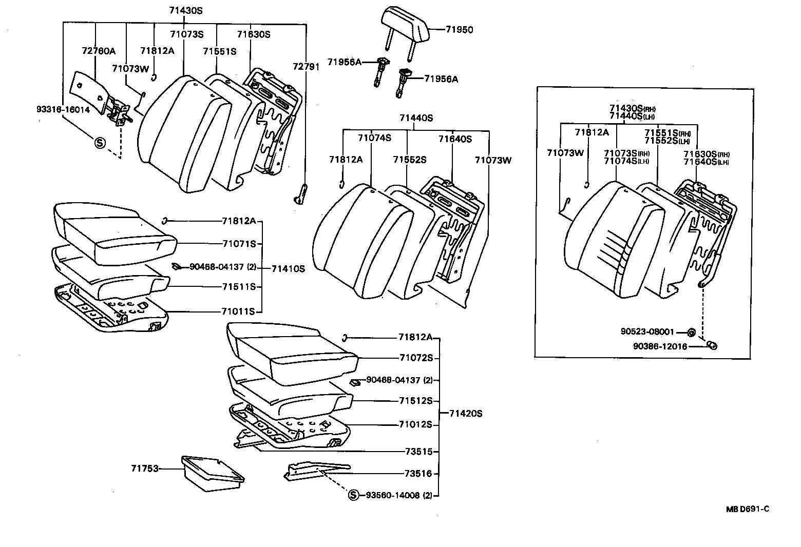 71071-16451 COVER, FRONT SEAT CUSHION, RH(FOR SEPARATE TYPE) product image