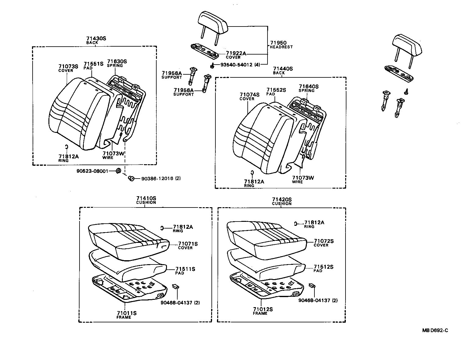 71012-16010 FRAME SUB-ASSY, FRONT SEAT CUSHION, LH product image