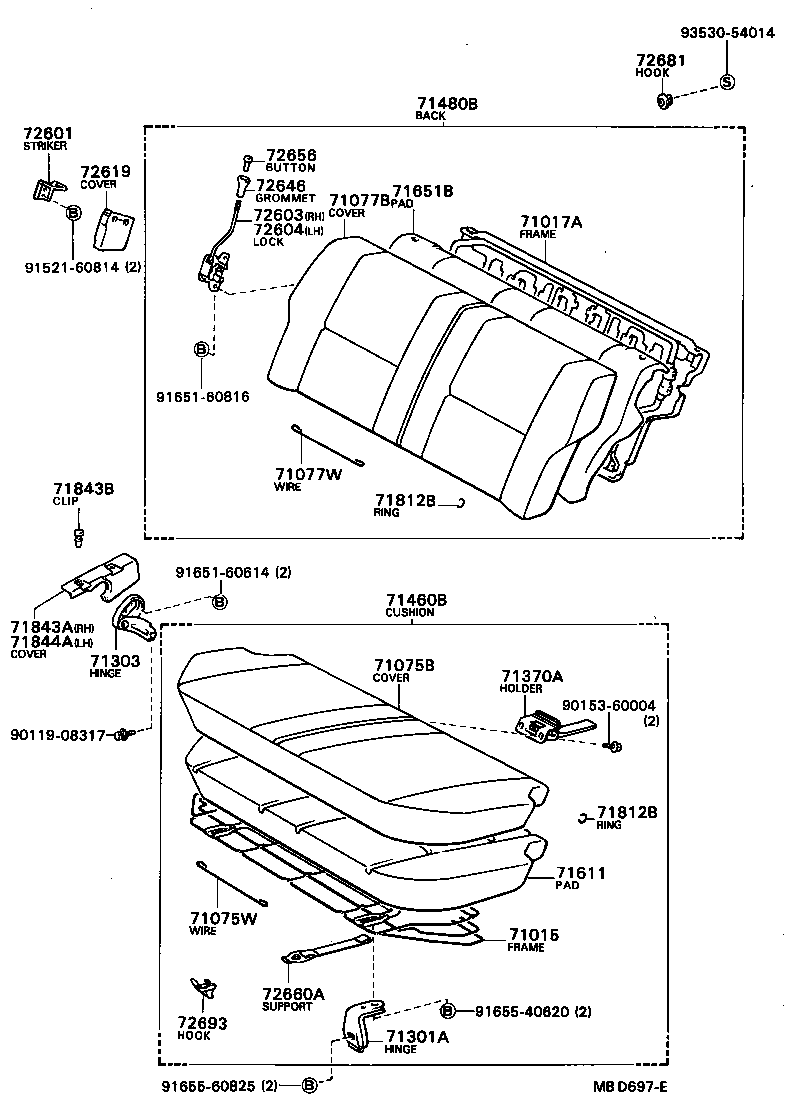 71017-16080 FRAME SUB-ASSY, REAR SEAT BACK product image