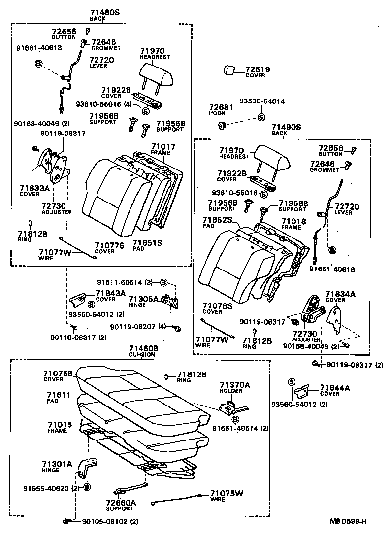 71078-16640-08 COVER, REAR SEAT BACK, LH(FOR SEPARATE TYPE) product image