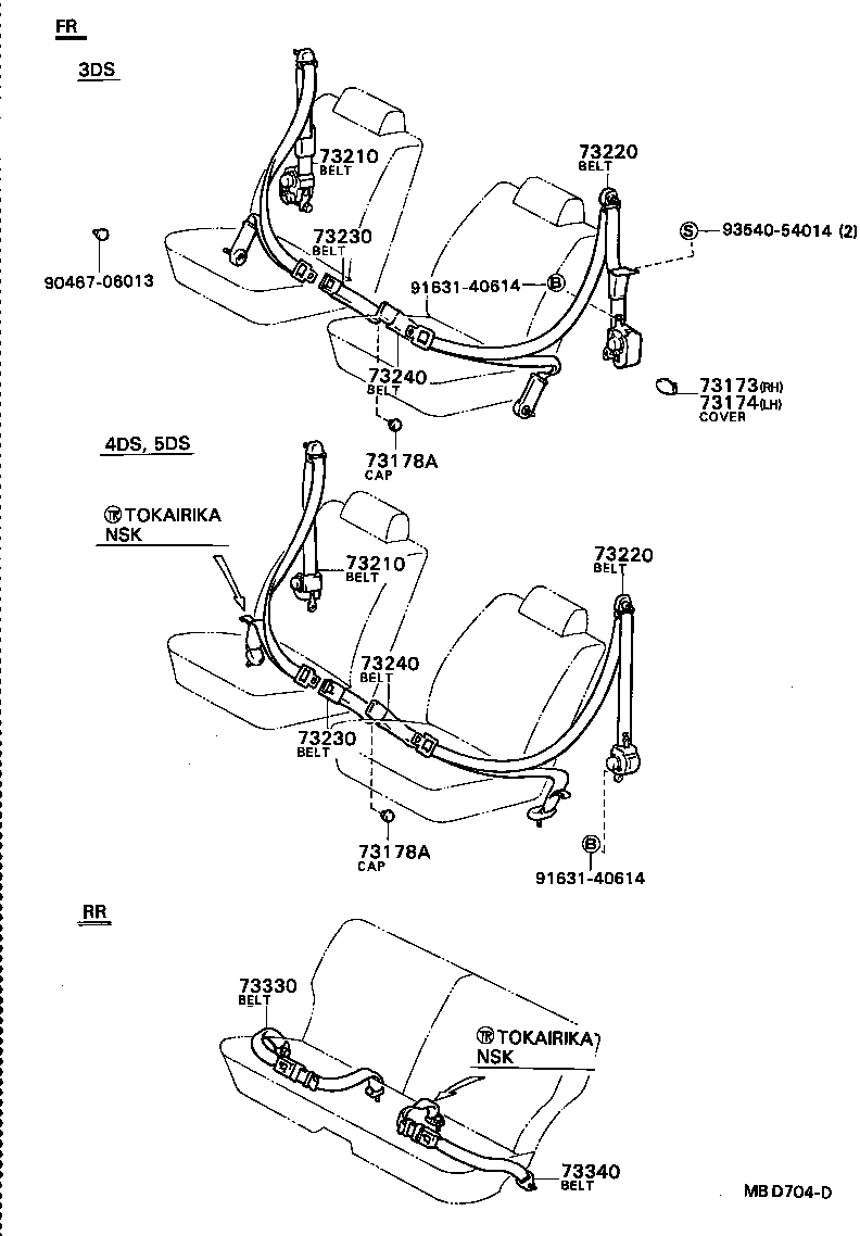73330-16111-02 BELT ASSY, REAR SEAT LAP TYPE, RH product image