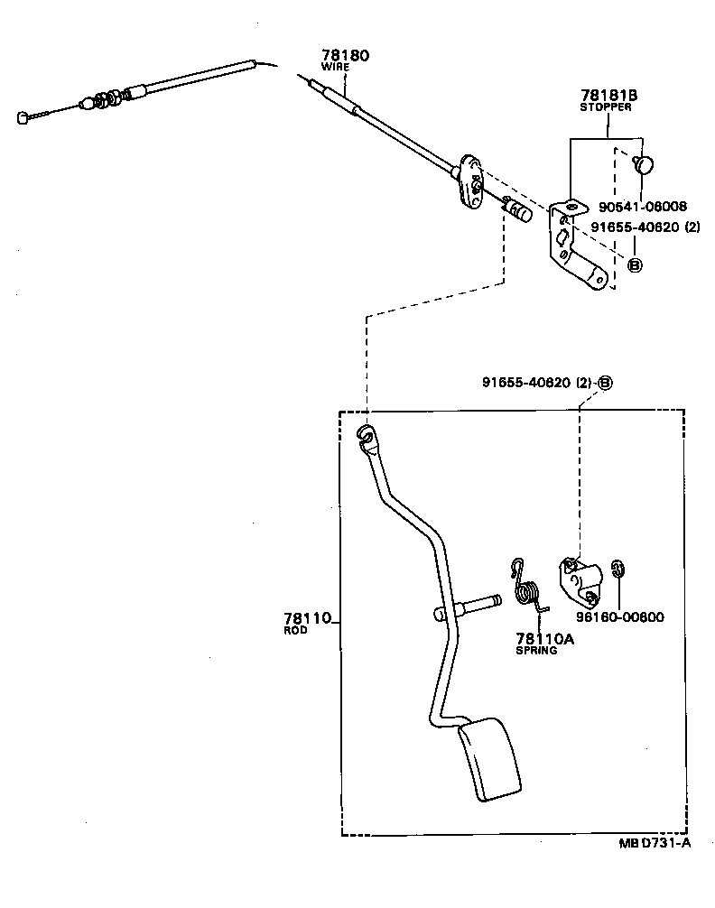 78029-16010 SUPPORT, ACCELERATOR CONTROL CABLE, NO.1 product image