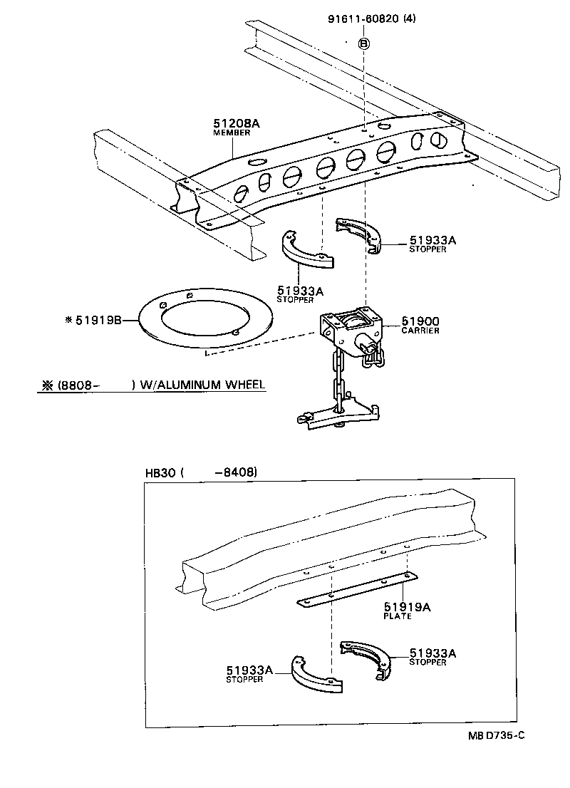 51913-36010 PLATE, SPARE WHEEL MOUNTING product image