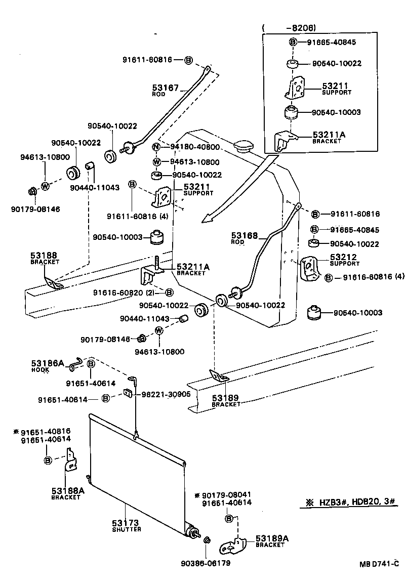 53188-90B00 BRACKET, RADIATOR SHUTTER SUPPORT, RH product image